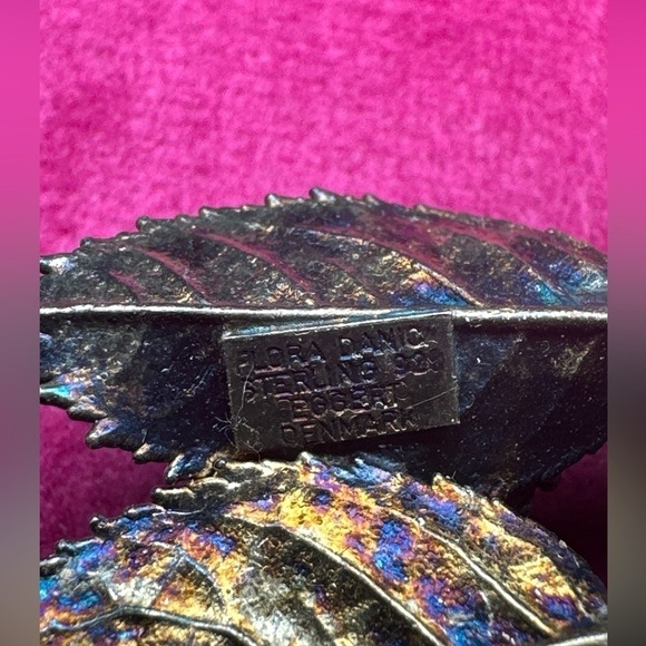 Sterling silver Brooch Flora Danica Denmark Acorn Leaves By Eggert vintage 0667 - Picture 6 of 12